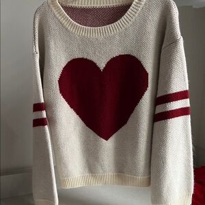 Heart Design Cream and Red Sweater